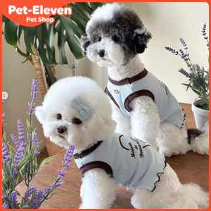 Quần Áo Cho Chó Phong Cách Hàn Quốc ins Trái Tim Thêu Áo Xuân Hè Mỏng Phong Cách Thú Cưng Mèo Bichon Schnauzer Quần Áo