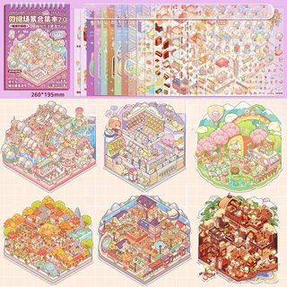 3D Lớp Phong Cảnh Miếng Dán PET Dễ Thương Diorama Trang Trí Tường Phong Cách Hàn Quốc Phòng DIY Văn Phòng