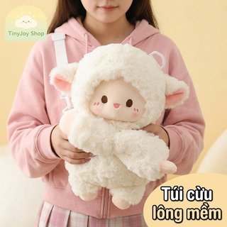 Cừu Dễ Thương Sang Trọng Túi Đeo Ngang Nhung Mềm Động Vật Ba Lô Học Cô Gái Quà Tặng Hoạt Hình 3D