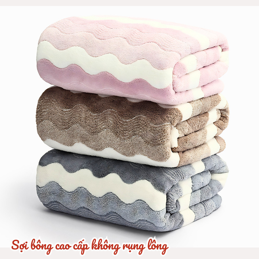 Khăn Tắm Nhung San Hô Cao Cấp – Siêu Thấm Hút, Mềm Mại, Không Xơ Rụng, Lau Người Nhanh Khô Dino