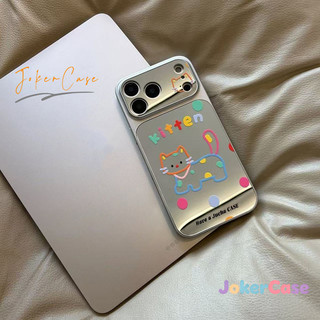Ốp Lưng Cho IPhone 11 16 15 17 12 13 14 Pro Max 7 15 16 8 Plus XR XS MAX Bề mặt gương Graffiti mèo đầy màu sắc