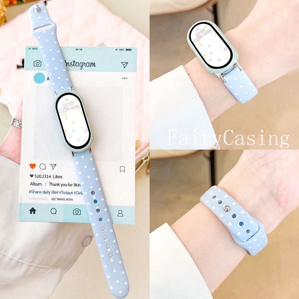 Ngôi Sao In Hình Dây Silicon Cho Xiaomi Mi Band 10 9 8 7 6 5 4 3 Vòng Tay Có Thể Thay Thế Cho Redmi Watch 4 5 6 Dây Đeo Tay
