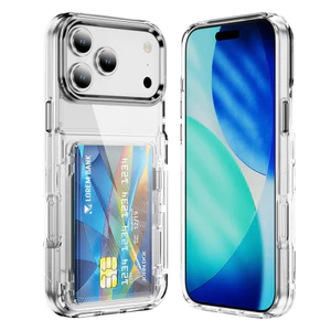 Ốp Điện Thoại Trong Suốt, Đa Năng, Tương Thích Với iPhone 17 Pro Max, 16 Pro Max, 15 Pro Max, 14 Pro Max, 13, 12, 11, Chống Sốc, Có Giá Đỡ Thẻ, Vỏ