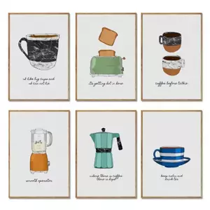 Nordic Kitchenware Toaster Teapot Coffee Pot Blender Canvas Painting Art Home Wall Decor Canvas Poster