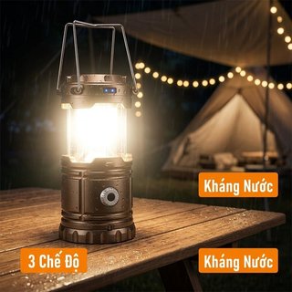 Đèn LED sạc lại chống nước, phù hợp cắm trại và chợ đêm
