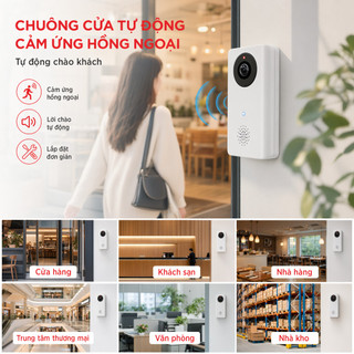 Chuông cửa cảm biến chuyển động không dây Cảnh báo tự động Pin gắn từ tính Cửa hàng gia đình Chuông cửa