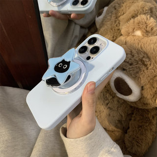 Ốp bảo vệ chân đế họa tiết mèo đen hình ngôi sao năm cánh cho iPhone 11 12promax 13pro15pro 15promax 14 14promax 14pro 16 pro max 16 plus 17 17promax