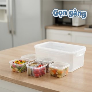 Bộ Hộp Đựng Thực Phẩm PP Chống Rò Rỉ Lò Vi Sóng Tủ Đông Có Thể Xếp Chồng Bữa Ăn Chuẩn Bị Hộp Bếp