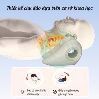 Gối Massage Cổ Công Thái Học, Gối Kéo Giãn Đốt Sống Cổ, Giảm Đau Mỏi Vai Gáy, Thư Giãn Cột Sống Cổ
