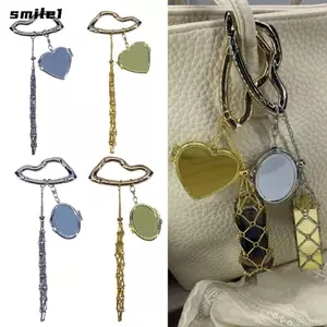 Móc khóa túi đựng son môi kim loại SMILE, Phụ kiện túi quyến rũ Túi dưỡng môi có thể hoán đổi cho nhau Móc chìa khóa, Móc khóa dưỡng môi bằng thép không gỉ màu bạc Y2K sáng tạo
