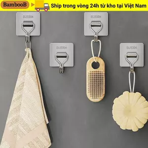 Móc treo khăn BAMBOOB, Móc tự dính treo tường bằng thép không gỉ 304, không cần đục lỗ Công suất chịu lực mạnh Nhãn dán tường Móc treo tường