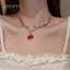 PNPIA- Y2K Đỏ Anh Đào Trái Tim Đính Hạt Choker Nelace Nữ Boho Hạt Anh Đào Mặt Dây Chuyền Nelace Vintage Không Đều Nelace Trang Sức
