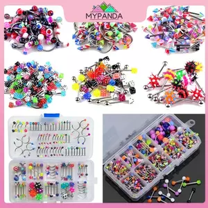 MYPANDA 60 Chiếc Bán Buôn Rất Nhiều Hỗn Hợp Môi Xuyên Cơ Thể Trang Sức Nhẫn Barbell Nhẫn Lưỡi.