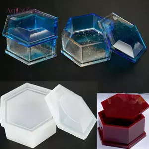 AqToCna Silicon Lục Giác Trang Sức Hộp Bảo Quản Khuôn Nhựa Đúc Khuôn Thủ Công DIY AqToCna