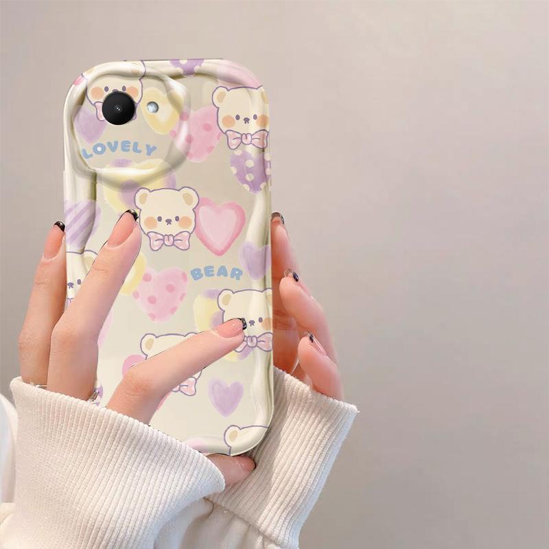 Thích Hợp Cho Realme C30 C30S Narzo 50i Prime 3D Thẩm Mỹ Mềm TPU Gấu Tình Yêu Hoa Chống Sốc Trường Hợp Điện Thoại
