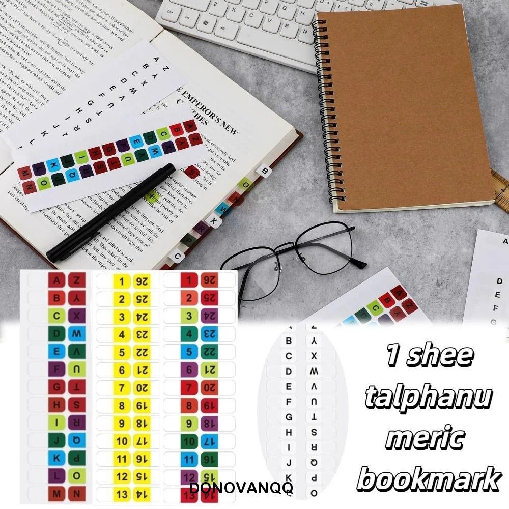 Nhãn dán nhãn chỉ mục bảng chữ cái DONOVANQQ, Nhãn dán trang bảng chữ cái chống nước đầy màu sắc, Dải ghi nhớ Dải nhỏ Công cụ lập kế hoạch học tập Tab chỉ mục dính Đồ dùng văn phòng
