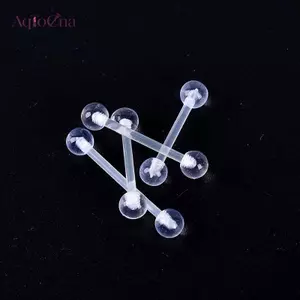 AqToCna 10 Chiếc Acrylic Trong Suốt Mềm Thanh Lưỡi Nhẫn Xoắn Xuyên Cơ Thể Gợi Cảm Trang Sức AqToCna