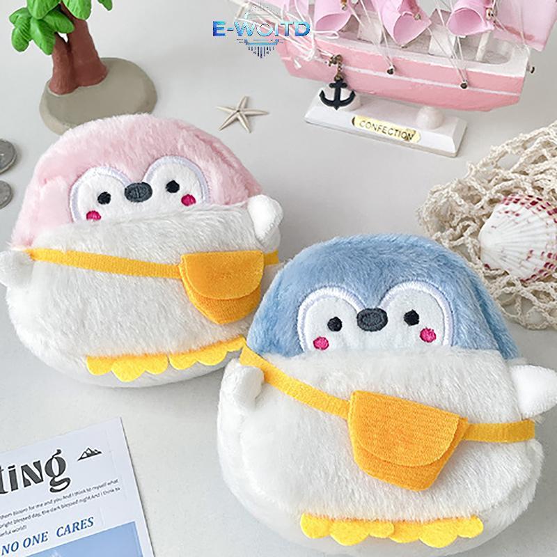 E-WOITD Dễ Thương Chim Cánh Cụt Nhỏ Ví Đựng Tiền Xu Mềm Hoạt Hình Mini Ví Đáng Yêu Dòng Dữ Liệu Túi Đơn Giản Bền Sang Trọng Ví Đựng Tiền Xu Phụ Kiện E-WOITD