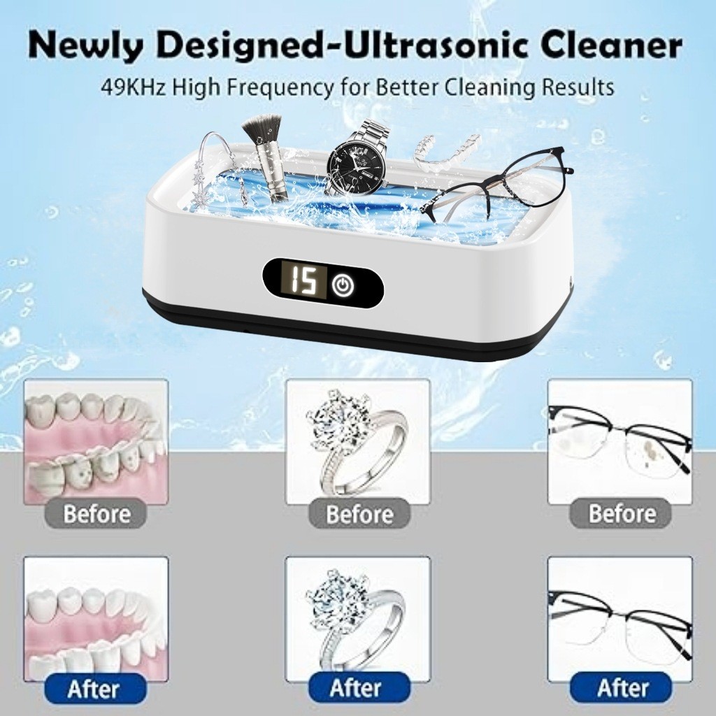 [Máy làm sạch siêu âm màn hình kỹ thuật số LED năm tốc độ] Trang sức máy làm sạch kính siêu âm 49KHZ dung tích lớn