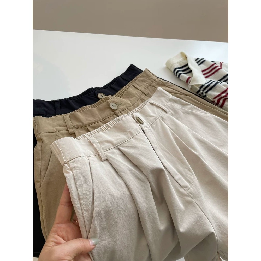 SUXI Quần ngắn ống rộng thông thường màu trơn nhẹ nhàng dành cho nữ mùa hè mới 260506