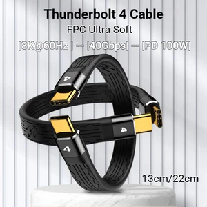 Cáp FPC Thunderbolt 4 13cm / 22cm, 40Gbps 8K @ 60Hz 100W PD, Dây ngắn USB-C phẳng siêu linh hoạt, cho MacBook, SSD ngoài, Máy tính bảng, Điện thoại - Đen