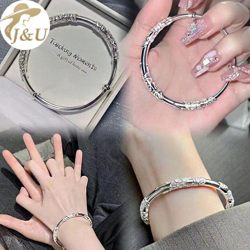 JU Bạc Nữ Đầy Đủ Hoa Chuông Bướm Vòng Tay Ánh Sáng Sang Trọng Mở Có Thể Điều Chỉnh Vòng Tay Nữ Trang Sức Phụ Kiện
﻿ VN