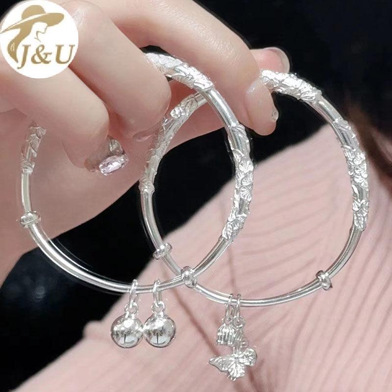 JU Bạc Nữ Đầy Đủ Hoa Chuông Bướm Vòng Tay Ánh Sáng Sang Trọng Mở Có Thể Điều Chỉnh Vòng Tay Nữ Trang Sức Phụ Kiện
﻿ VN