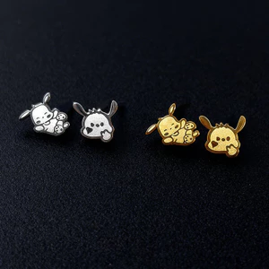Phong Cách Hàn Quốc Niche Ngọt Ngào Dễ Thương Playful Bixin Pacha Chó Vít Xương Tai Đinh Thời Trang Tất Cả Trận Đấu Thép Titan