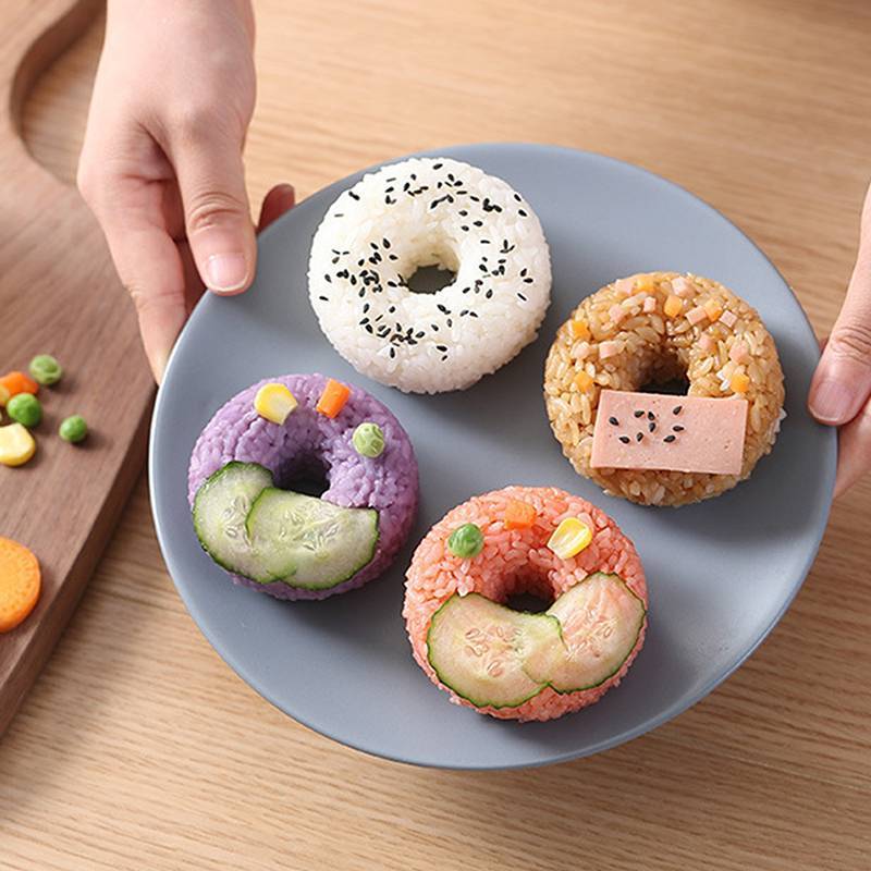 Newsmallbrains Mùa Đi Học Donut Tròn Cơm Bóng Khuôn Chống Dính Máy Làm Sushi DIY Dễ Dàng Cơm Bóng Báo Chí Khuôn Trẻ Em Bé Bento Bộ Nhà Bếp NSB