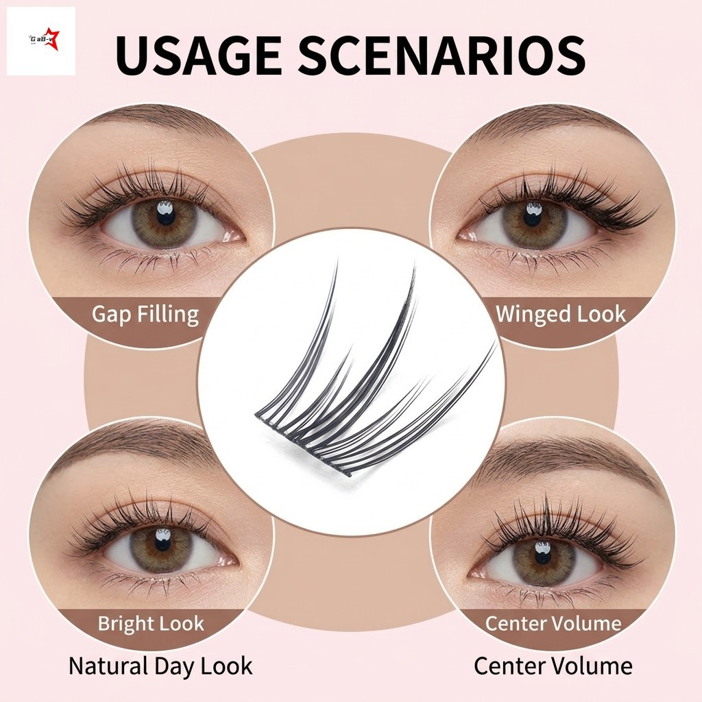 Lông mi giả truyện tranh tự nhiên 120 chiếc C Curl Chiều dài hỗn hợp Cụm riêng lẻ có thể tái sử dụng để trang điểm hàng ngày