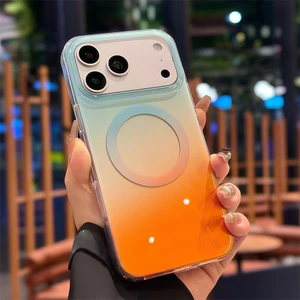 Ốp điện thoại từ tính gradient thời trang cho iPhone 17 Pro Max 16 15 pro max Bảo vệ ống kính chống rơi Vỏ cứng bảo vệ điện thoại