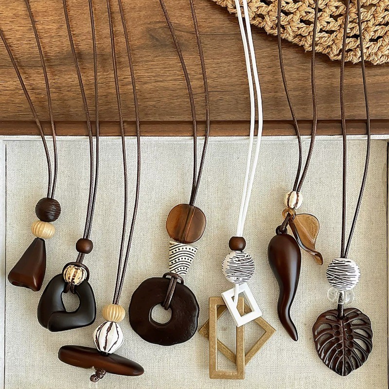 Vòng cổ nữ đơn giản màu cà phê Vòng cổ Bohemian mùa hè cổ điển
