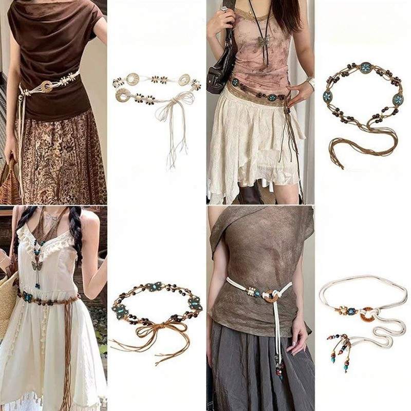 Dây đeo thắt lưng bện thời trang Bohemian hoa Retro Bướm Nữ Dây thắt lưng