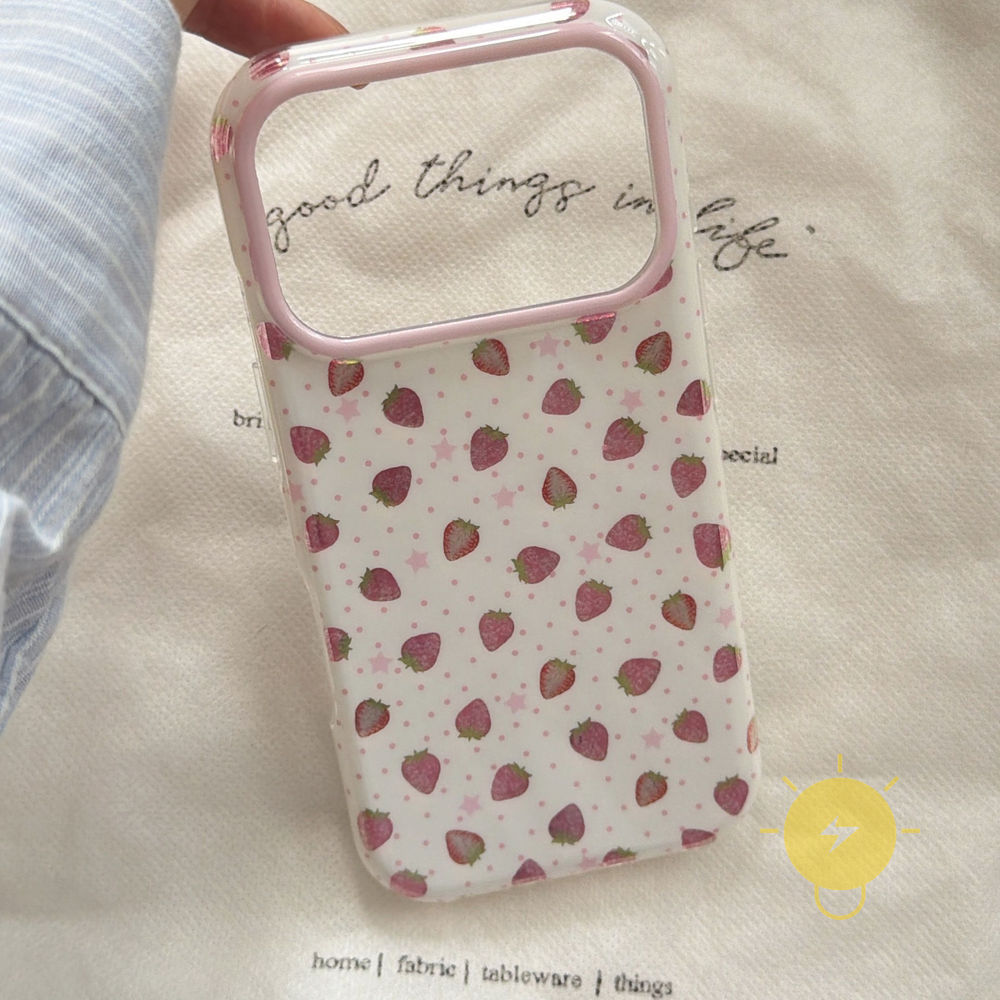 Phone Case For iPhone 17 Pro Max 16 15 14 13 TPU Pink Polka Dot Strawberry Polka Dot Aesthetic Korean Cute