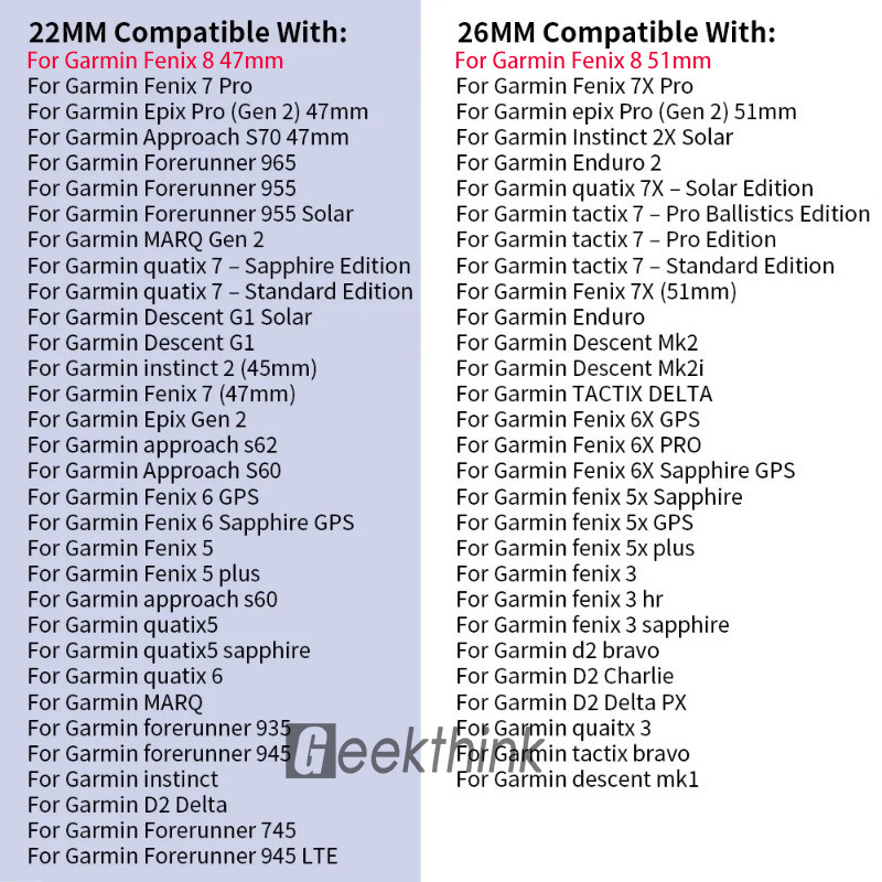 Dây đeo vừa vặn nhanh 26mm 22mm 20mm cho Garmin Fenix 8 7X 7 Pro Fenix 6X 6 5X 5Plus Tactix 7 Forerunner 965 955 dây đeo silicon