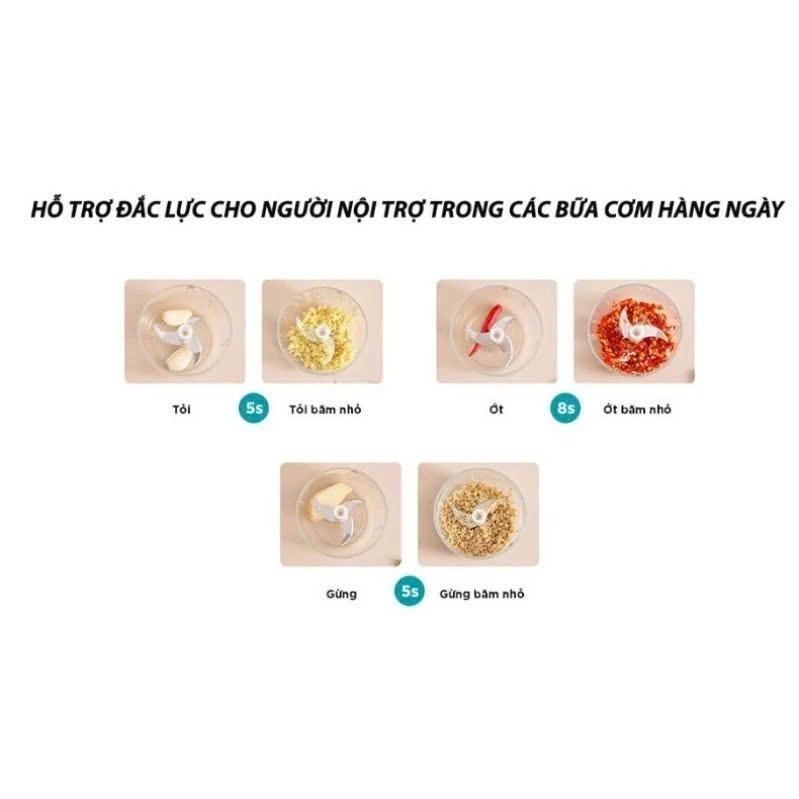Máy xay tỏi ớt mini tiện lợi cho gian bếp 3 lưỡi dao kéo tay - HoangNam Living