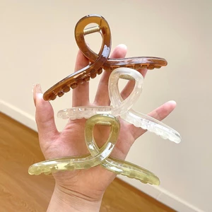 Kẹp Tóc Acrylic Thạch Màu Cá Mập Kích Cỡ Lớn, Phong Cách Đơn Giản Cho Tóc Đầu Đĩa