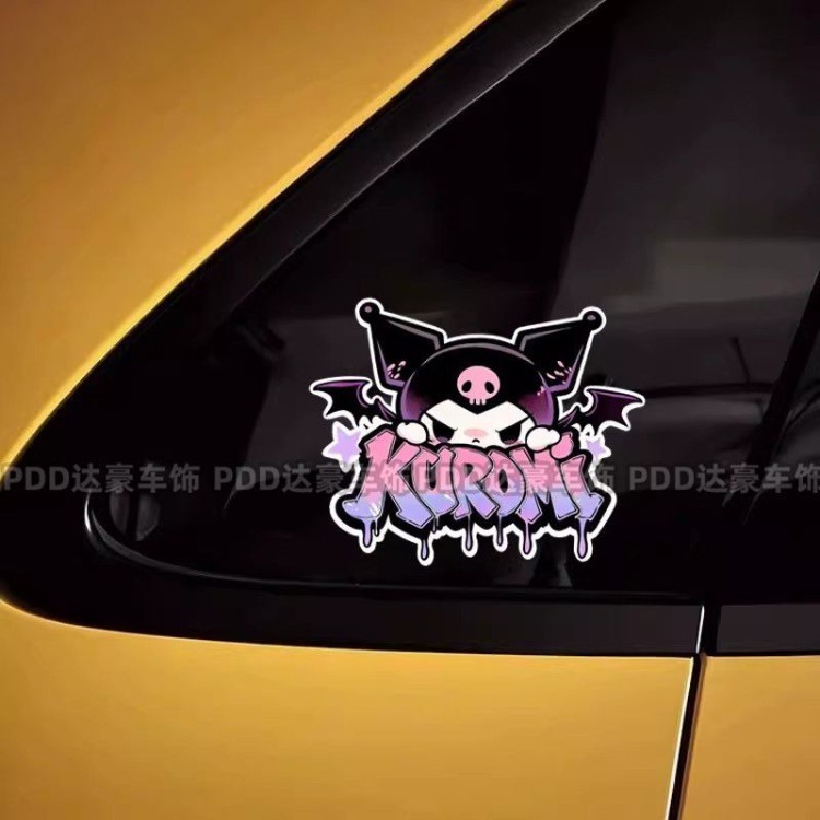 Kuromi Cô Gái Dễ Thương Trái Tim Hoạt Hình Xe Hơi Nhãn Dán Sáng Tạo Độc Đáo Cơ Thể Chặn Miếng Dán