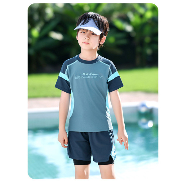 Bộ Bơi Bé Trai Cộc Tay YLIKE Phối Màu Siêu Chất - Vải Bơi Co Dãn Bốn Chiều, Bé Thoải Mái Vận Động