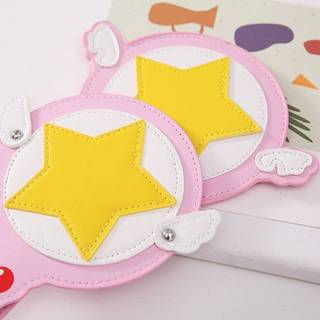SAFENH Kawaii Cardcaptor Sakura Magic Wand Hộp đựng thẻ đồ chơi Hộp đựng thẻ xe buýt Cerberus Công chúa màu hồng Ngôi sao dễ thương Thanh đồ chơi Anime VN