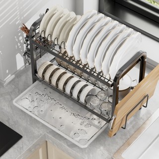 Kệ Vắt Chén Đĩa  Chất Lượng Cao, Màu Đen, Bộ Tổ Chức Đĩa Chén Nhà Bếp, Kệ Lưu Trữ Thoát Nước Tiện Lợi