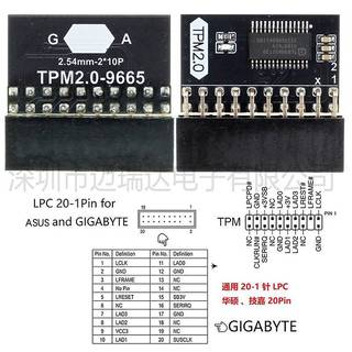 [PEO] Bảng mô-đun bảo mật được mã hóa TPM 2.0 LPC 20 Pin Mainboard Card TPM2.0 Mô-đun cho bo mạch chủ ASUS Gigabyte cho Windows11 VN