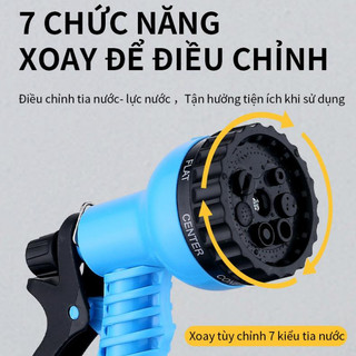 Bộ Vòi Xịt Tăng Áp 7 Chế Độ, Dây Vòi Rửa Xe Áp Lực Cao Bọc Dù, Tưới Cây, Vệ Sinh Sân Vườn Tiện Lợi