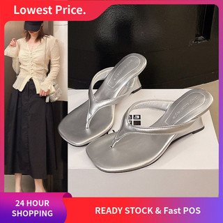 Dép xỏ ngón kiểu Pháp Fairy Toe để mặc ngoài trời giày mùa hè có gót nêm đơn giản tăng chiều cao dép phong cách mới