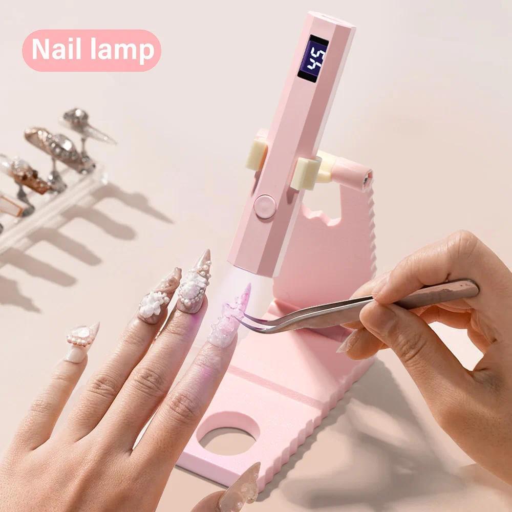 Đèn Móng Tay Mini UV - Hẹn Giờ & Chân Đế Có Thể Điều Chỉnh Đèn Móng Tay Cầm Tay Cho Móng Gel, Máy Sấy Móng Tay Có Thể Sạc Lại Flash Chữa Cho Keo Dán