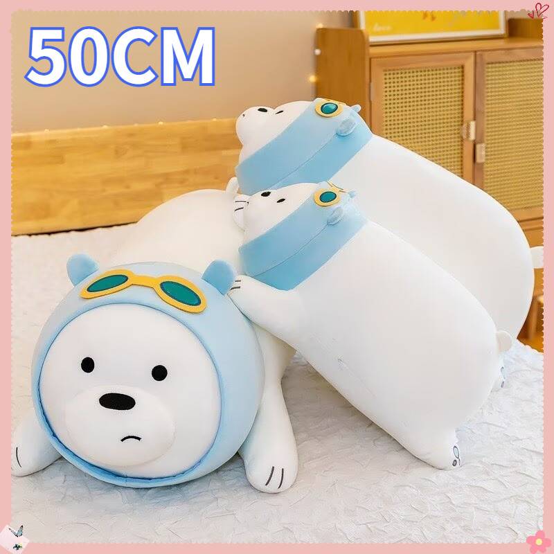 Gấu Bông Cao Cấp 50cm – Hình We Bare Bear, Quấn Khăn Xanh, đeo Kính, Quà Sinh Nhật ý Nghĩa Cho Trẻ Em