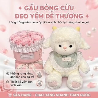 Búp Bê Sang Trọng Cừu Dễ Thương Mềm Mại Cao Cấp Lông Ngủ Đồng Hành Quà Tặng Sinh Nhật Bé Gái Trắng