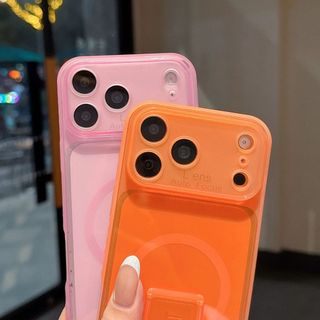 Siêu Mỏng Trong Suốt Mờ Mềm TPU Bóng Ốp Lưng Cho iPhone 17 16 15 14 13 12 11 Pro Max Plus X XS Gấp Chân Đế Vỏ Điện Thoại