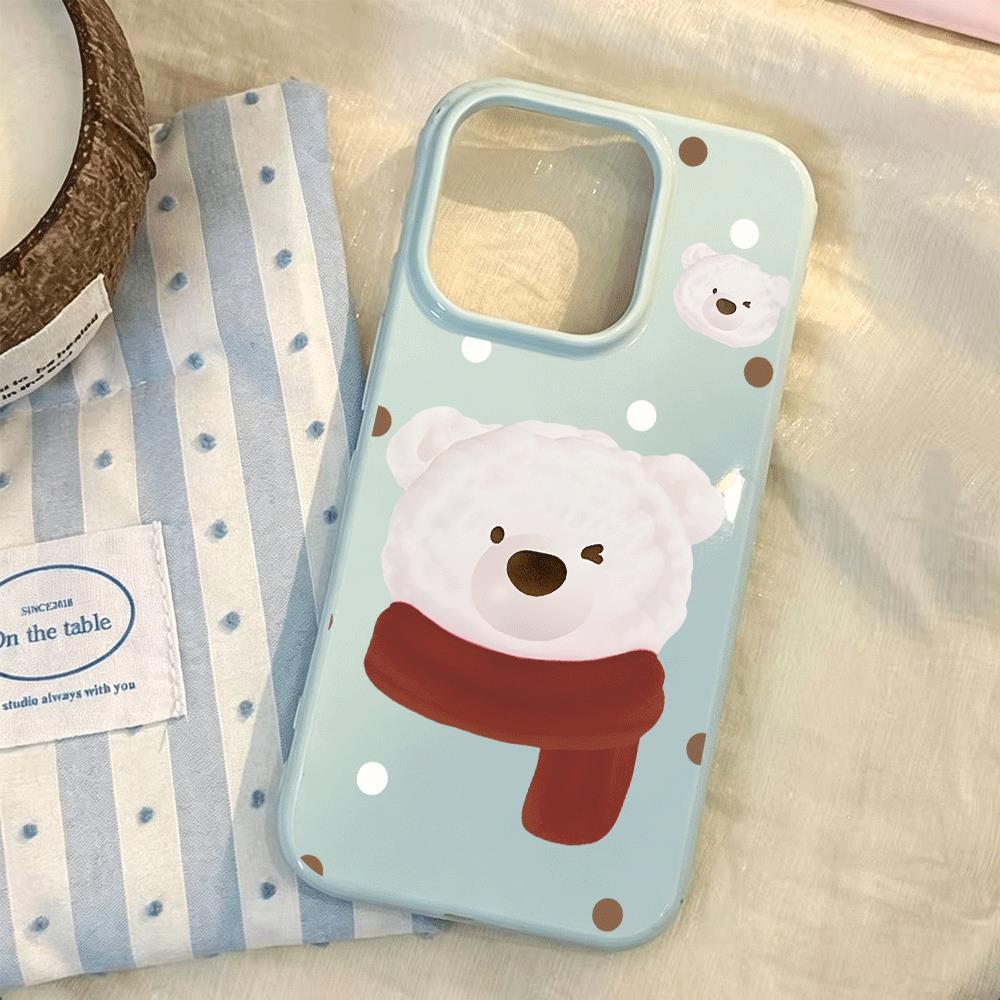 Red Scarf Flock Cub cho trường hợp iPhone 17pro iPhone 16/15/14pro Jelly Case