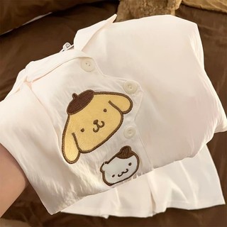 Pudding Bộ Đồ Ngủ Chó Thêu Tay Ngắn Cotton Mây, Phù Hợp Mặc Nhà